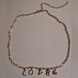 Oak & Ivy Boutique Gold Tone LOVE And Heart Necklace 16-19" NWOT